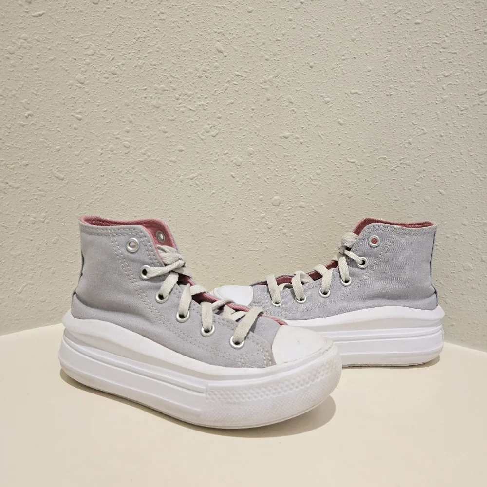Converse Kids Unisex High Top Grey Platform Sneakers Size 12